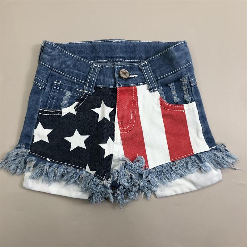 Girl Summer Denim Shorts Leopard Summer Bottom Adjustable Waist