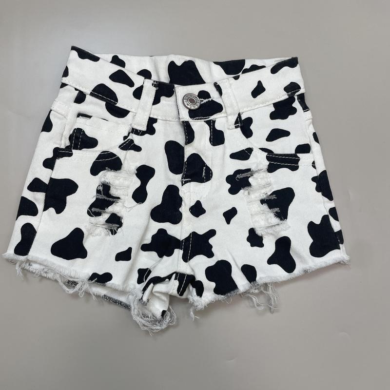 Girl Summer Denim Shorts Leopard Summer Bottom Adjustable Waist