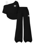 Teen Girls Clothes Off the Shoulder Top and Wide Leg Pants Matching Outfit Set with Pockets Size 7-16