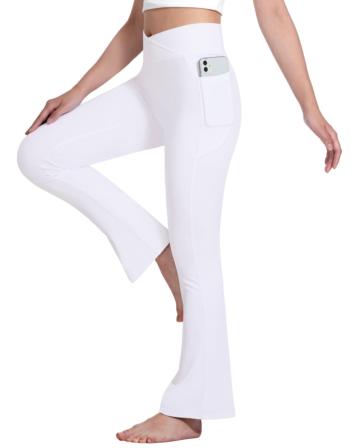 HASMES Girls Flare Leggings with Pockets Kids Bell Bottom Yoga Dance Pants