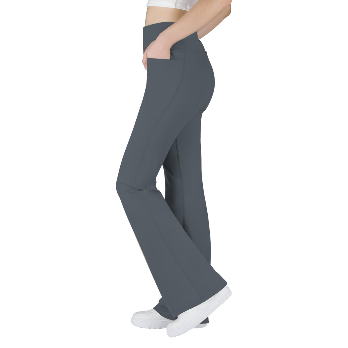 BIG ELEPHANT Girls Flare Leggings with Pockets, High Waisted Bootcut Pants