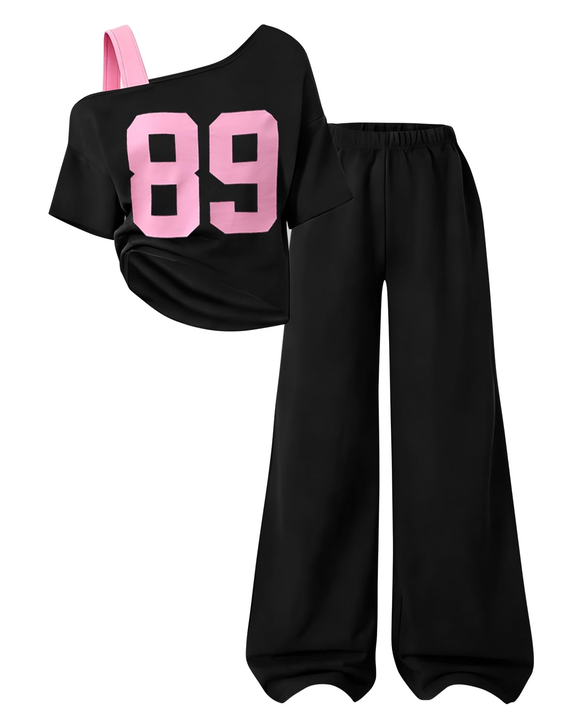 Teen Girls Clothes Off the Shoulder Top and Wide Leg Pants Matching Outfit Set with Pockets Size 7-16
