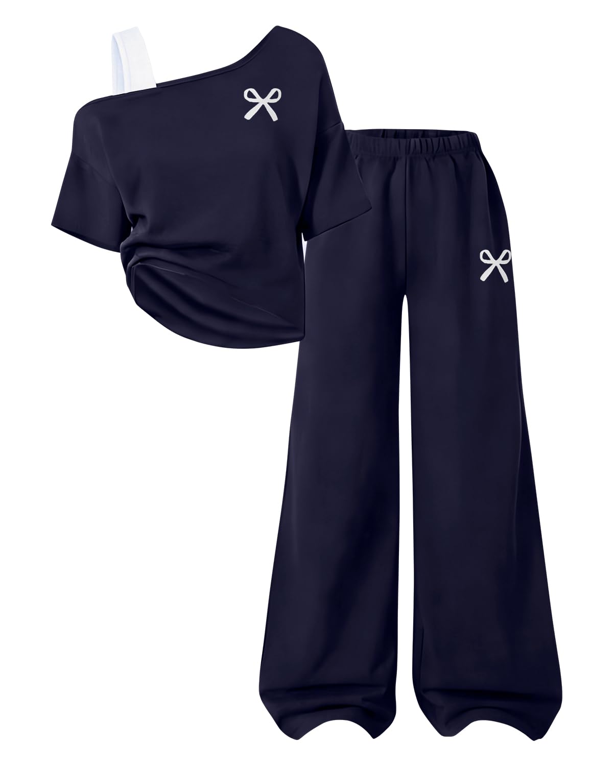 Teen Girls Clothes Off the Shoulder Top and Wide Leg Pants Matching Outfit Set with Pockets Size 7-16