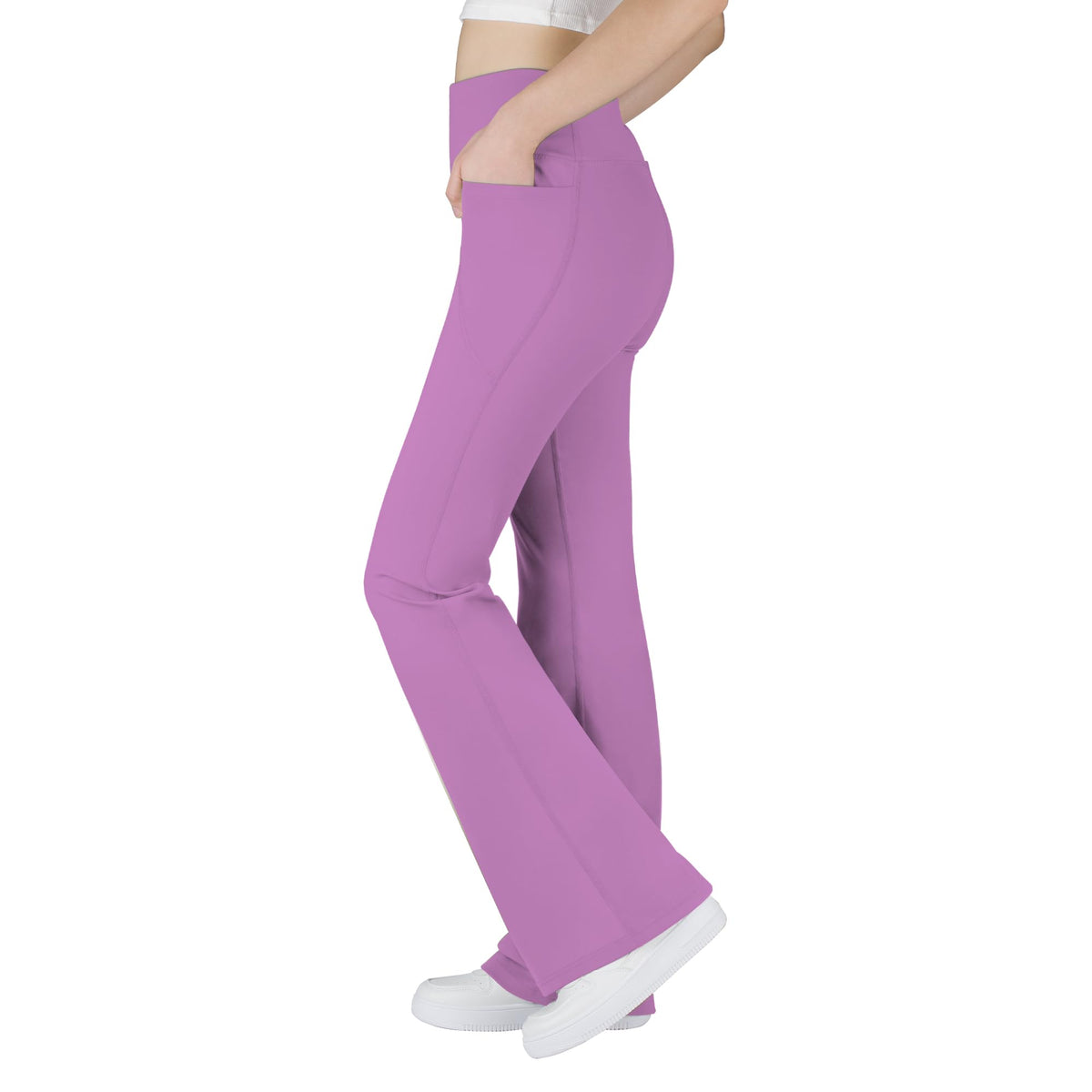 BIG ELEPHANT Girls Flare Leggings with Pockets, High Waisted Bootcut Pants