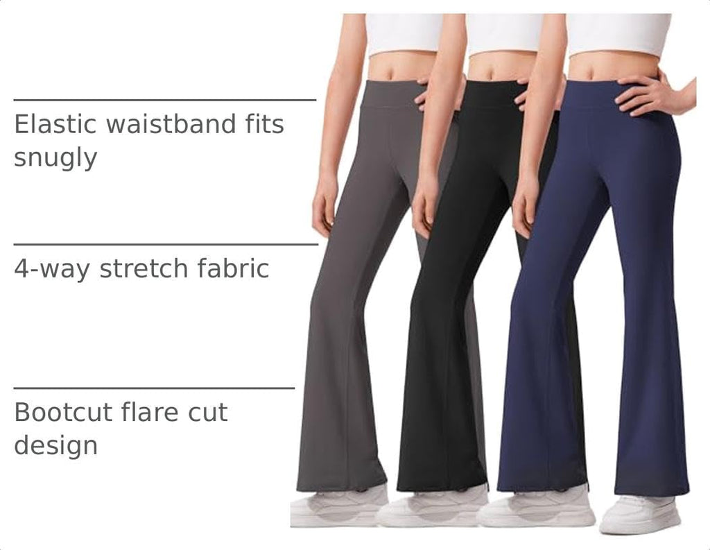 HASMES 3 Pack Girls Flare Leggings Kids Bell Bottom Dance Yoga Pants