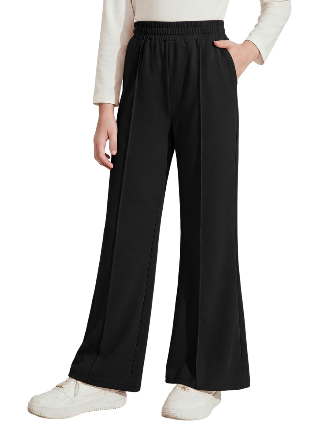 blibean Girl Sweatpants School Wide Leg Pants with Pockets Size 6-15Y