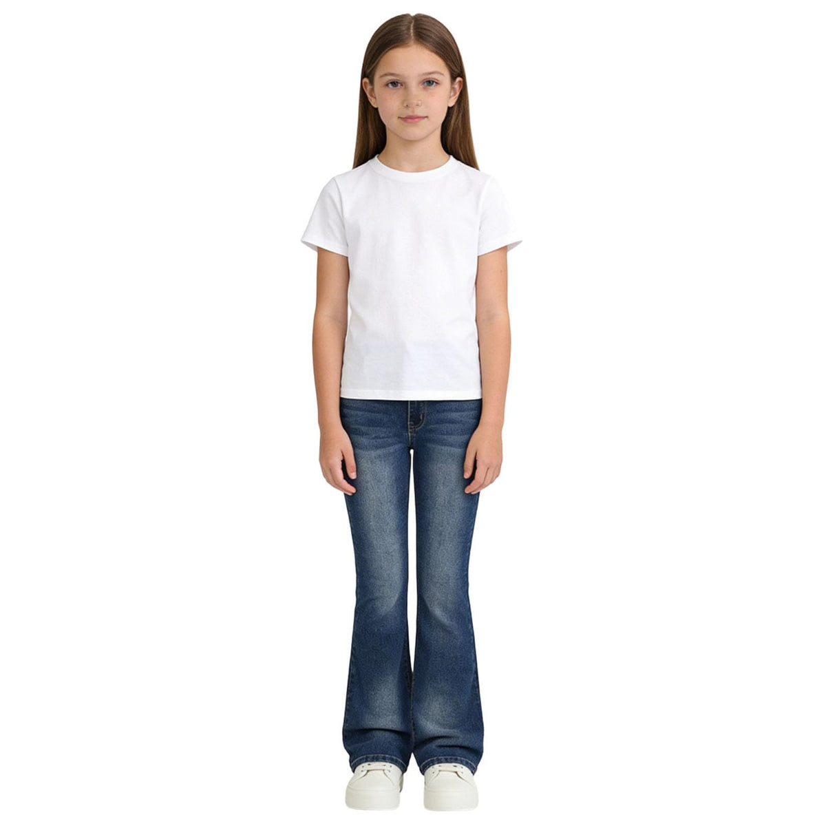 Girls Flare Jeans High Waist Bell Bottom Y2K Stretchy Denim Pants