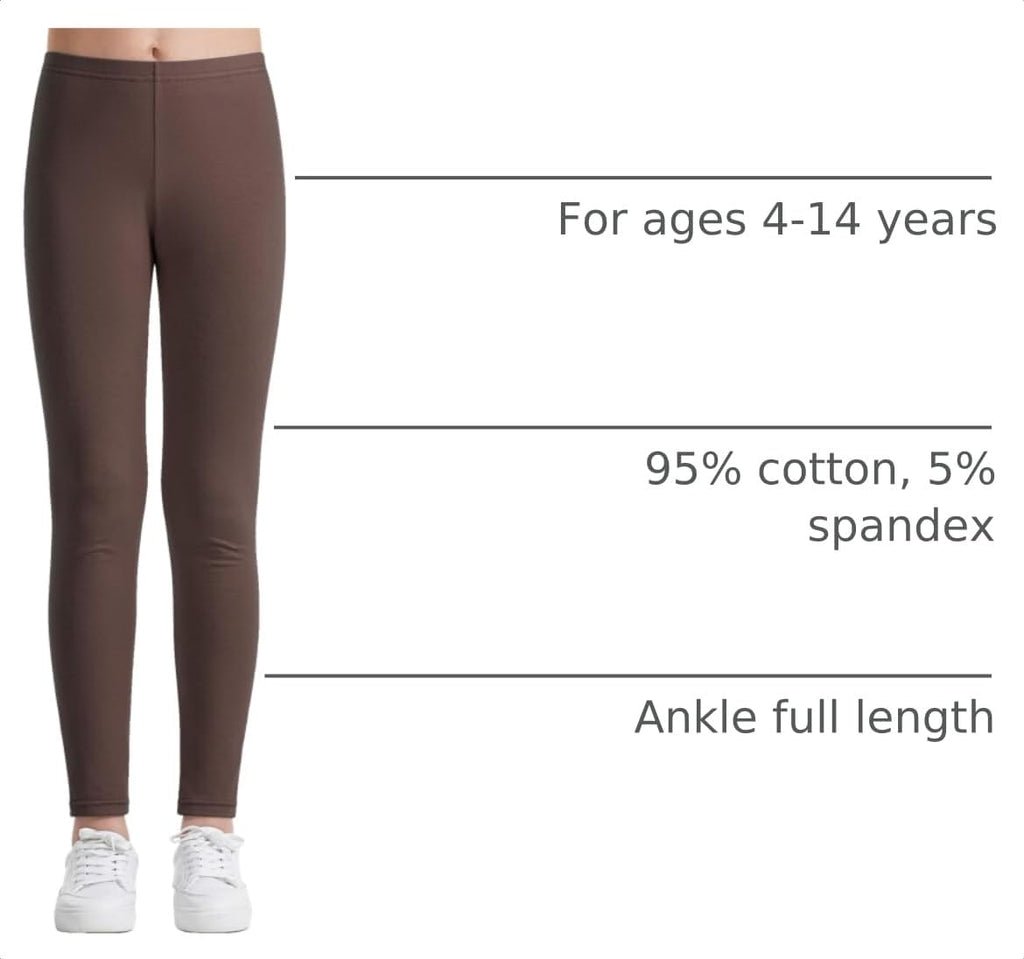 Auranso Girls Leggings Kids Basic Full Length Cotton School Uniform Pants