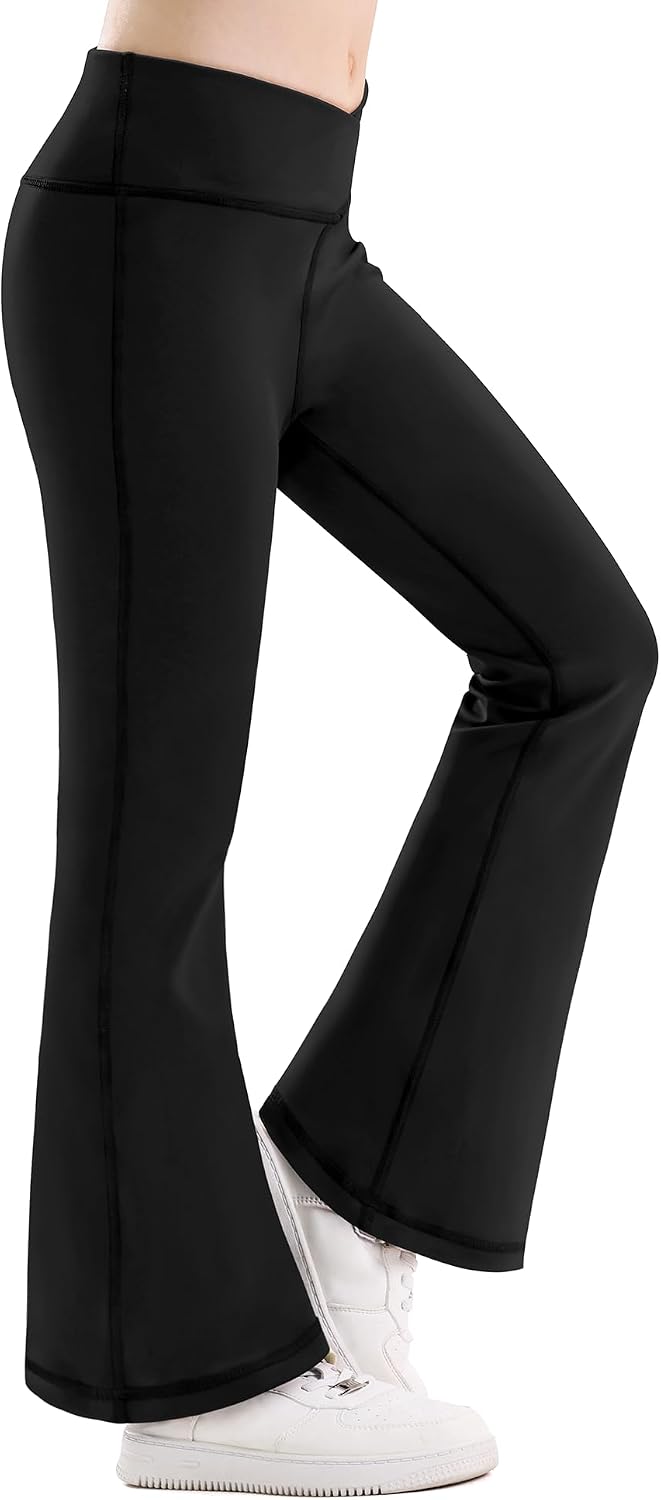 Girl's Leggings Flare Pants Cross High Waisted Yoga Bootcut Pants Toddler Kids Youth Full Length Bell Bottoms Legging