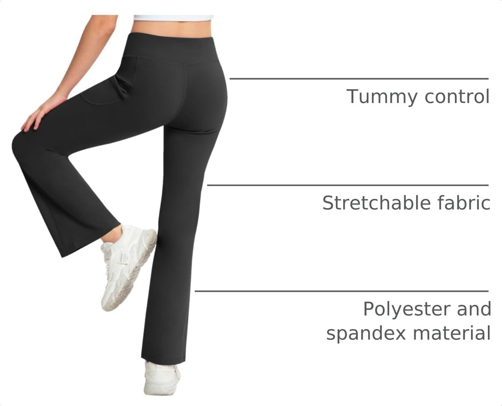NORMOV Girl's Bootcut Yoga Pants with Pockets,High Waisted Casual Kids Bell Bottoms Pants