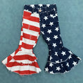 Baby girls July 4th distressed jeans kids denim flare pants