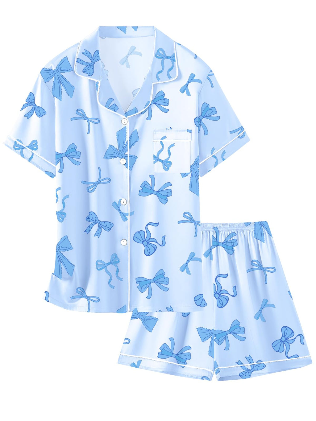 Girls & Womens Satin Pajamas Set, Silk Button-Down Sleepwear 2 Piece Nightwear, 3 Years - Women XXL