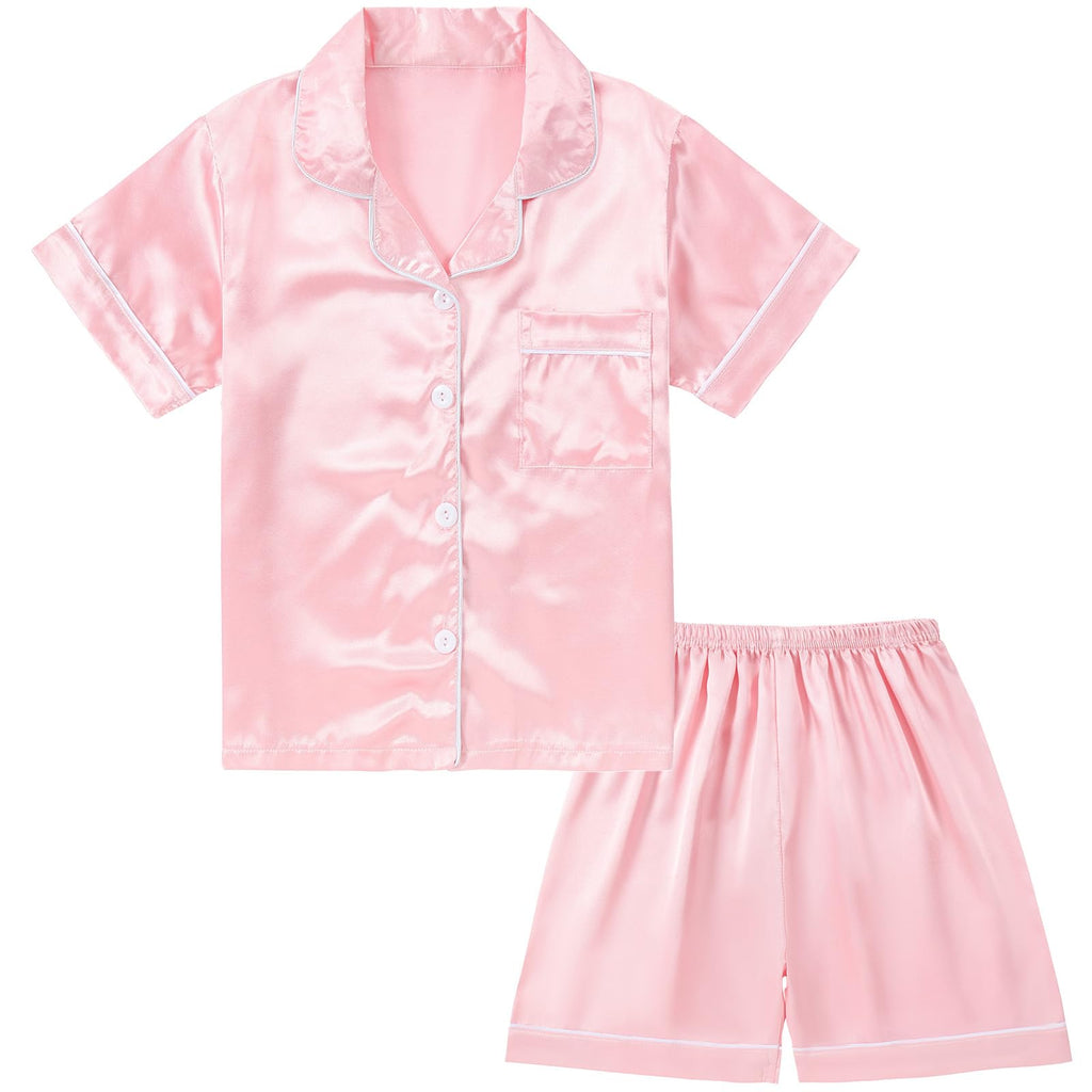 DIPUG Girls Pajamas Satin Pjs Short Sleeve Sleepover Party Gift
