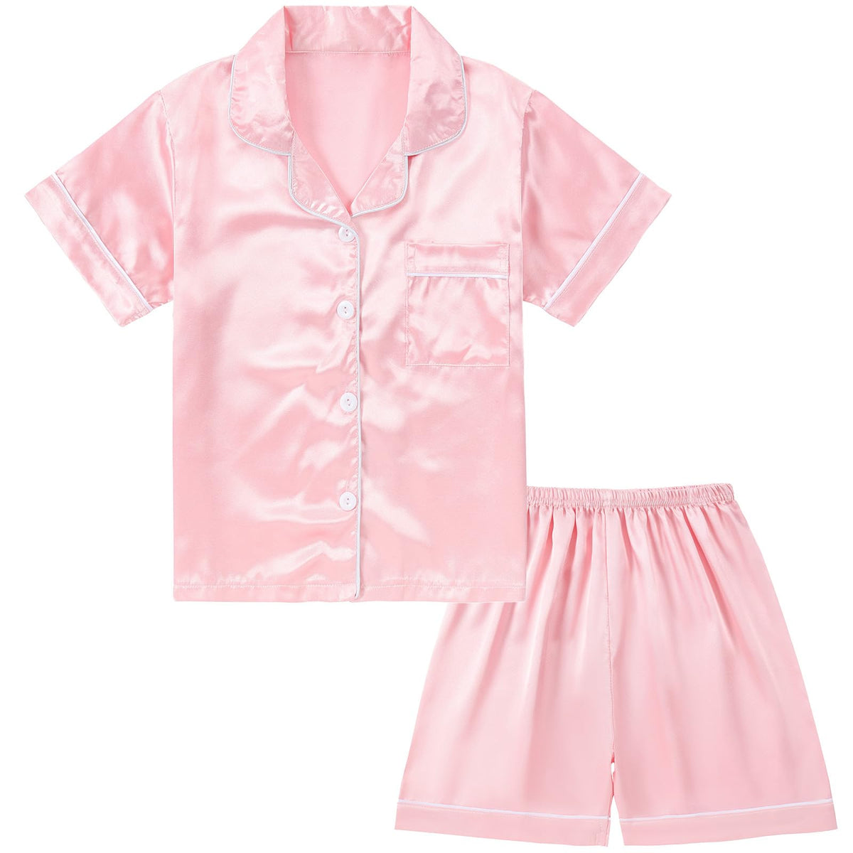DIPUG Girls Pajamas Satin Pjs Short Sleeve Sleepover Party Gift