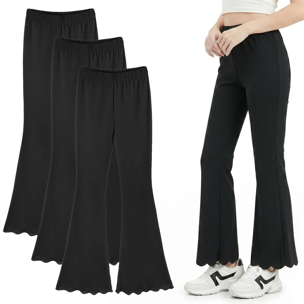 Flair Legging for Kids Teen Girls Mid Waisted Bell Bottom Yoga Pants School