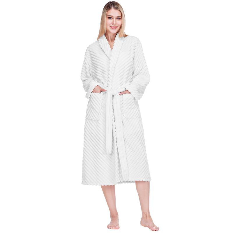 PAVILIA Women's Ribbed Fleece Bathrobe - Soft, Breathable Women's Sleepwear & Loungewear Dressing Gown, Soft Breathable Sleepwear