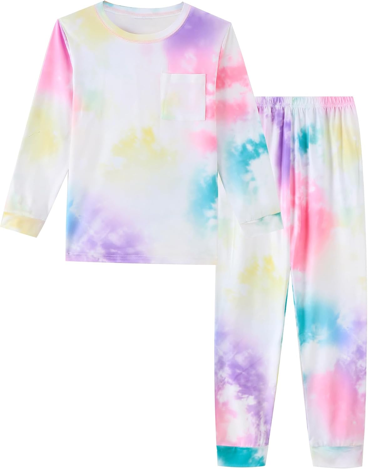 Mikrdoo Girls Pajamas Soft Stretch 2Pc Long Sleeve Top & Pants Size 8-16