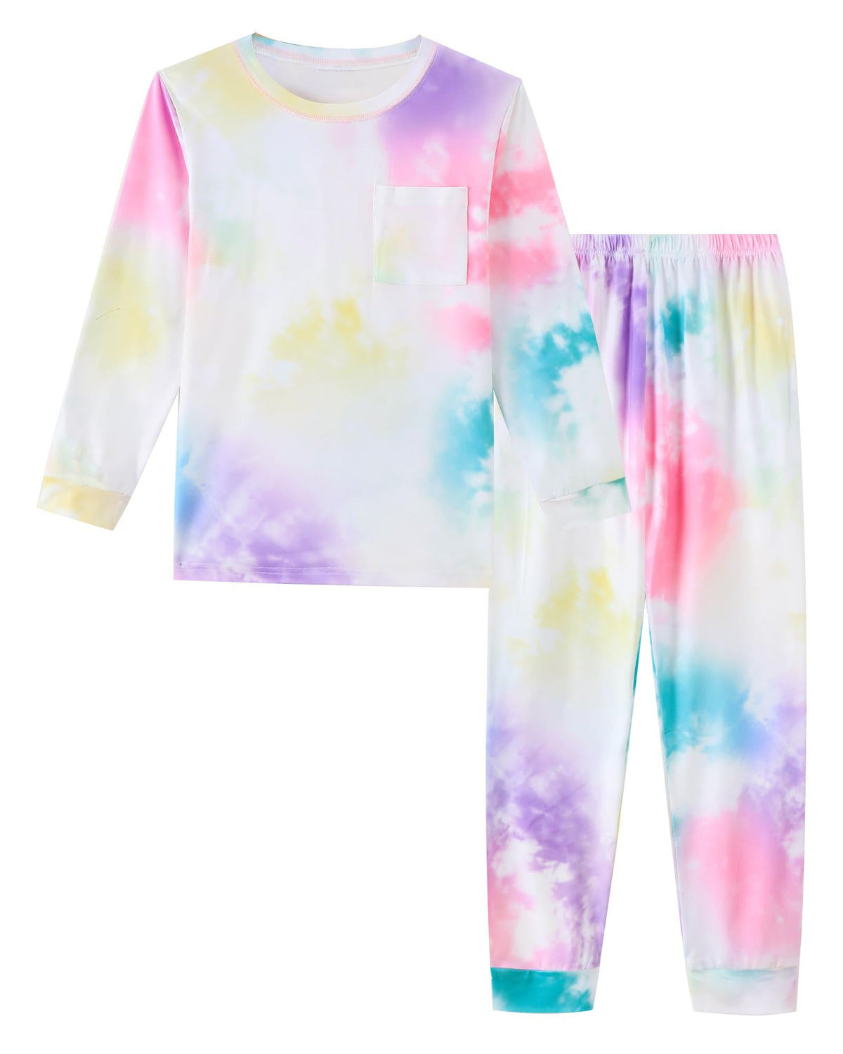 Mikrdoo Girls Pajamas Soft Stretch 2Pc Long Sleeve Top & Pants Size 8-16