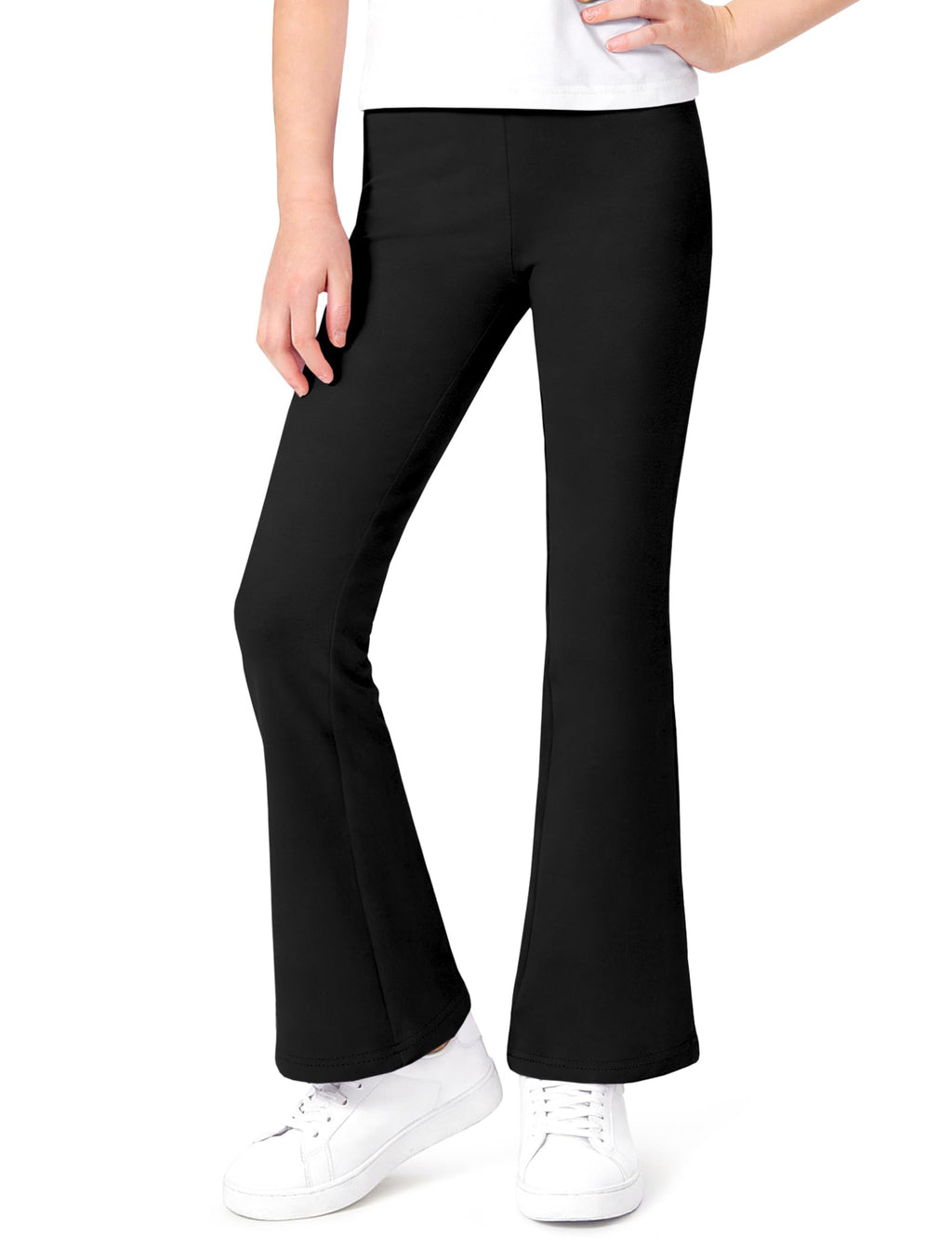 Auranso Girls Flare Leggings School Uniform Pants Kids Cotton Bell Bottoms