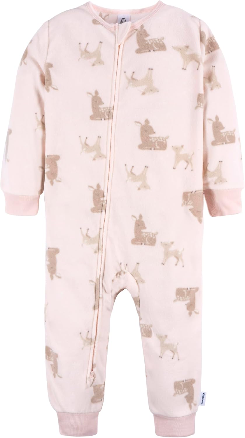 Gerber Baby & Toddler Girls Loose Fit Fleece Footless Pajamas 3-Pack