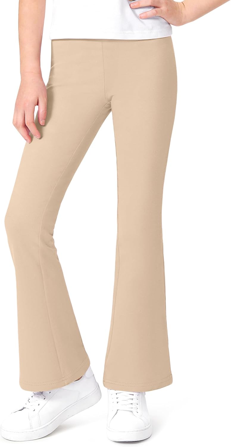 Auranso Girls Flare Leggings School Uniform Pants Kids Cotton Bell Bottoms