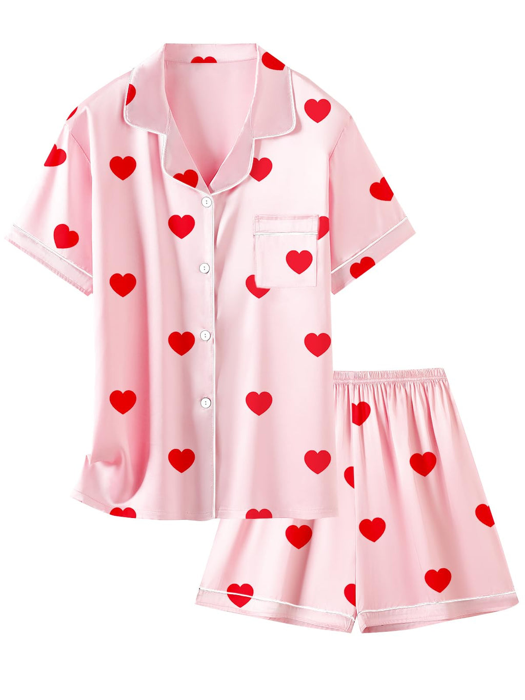 Girls & Womens Satin Pajamas Set, Silk Button-Down Sleepwear 2 Piece Nightwear, 3 Years - Women XXL