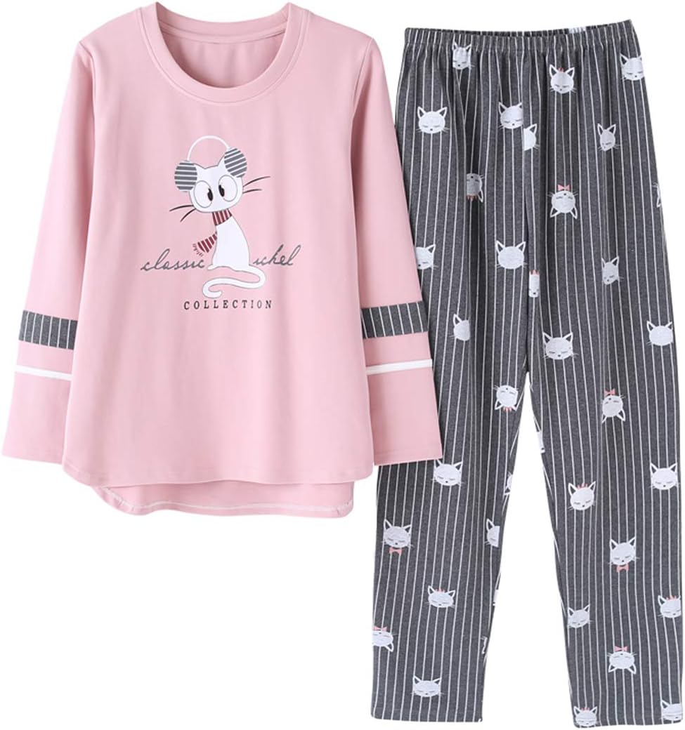 Vopmocld Big Girls Winter Long Sleeve Pajamas 2PCS Cotton Blend Sleepwear