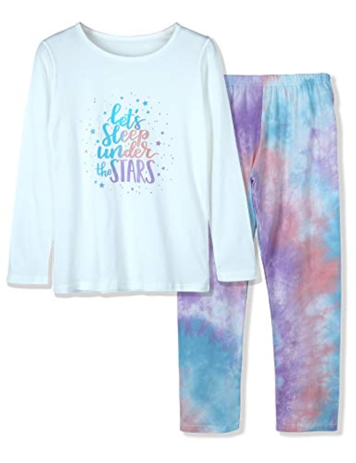 Beezizac Girls' 100% Cotton Pajama Set, Tie-Dye with Various Prints, 4T–18