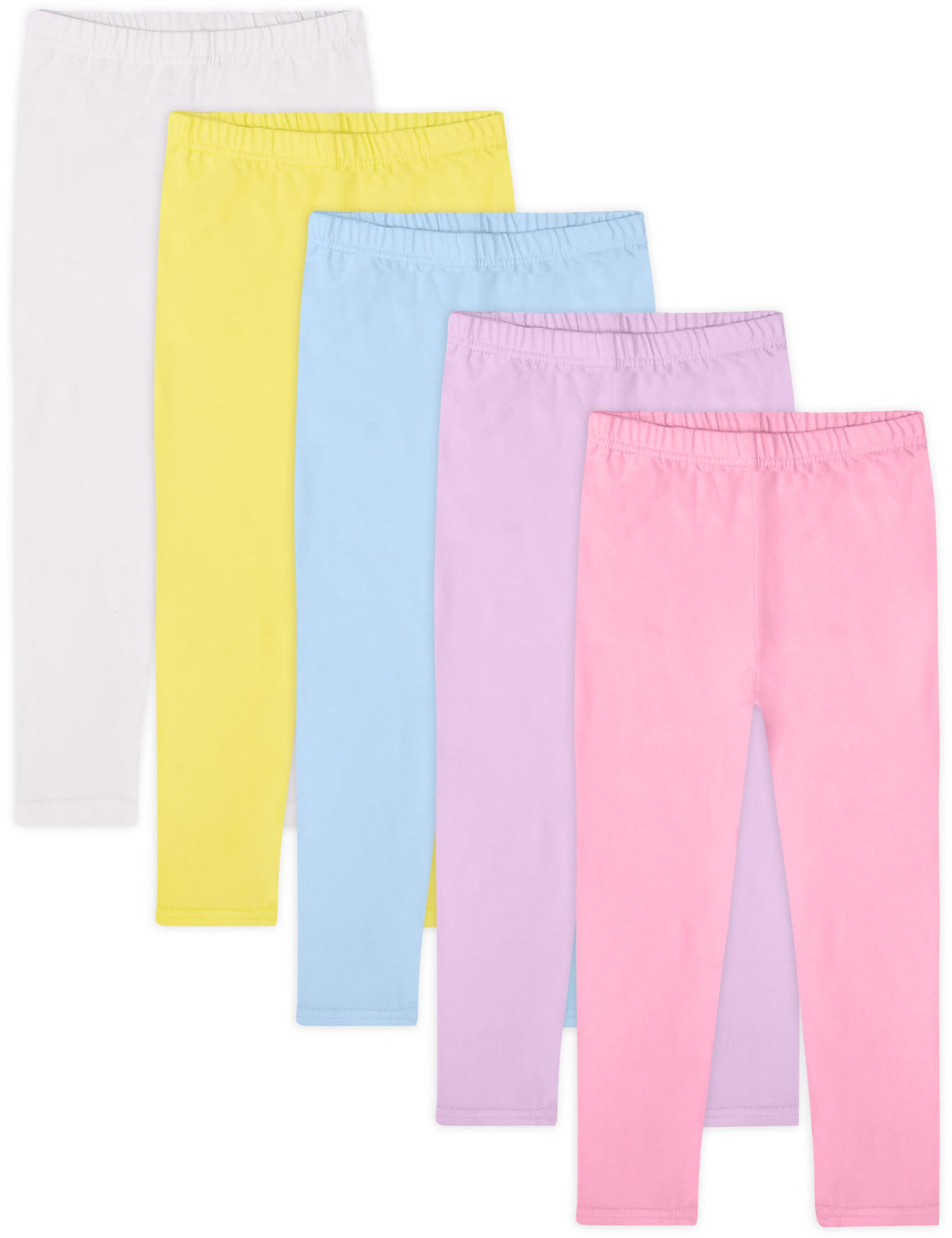 FEQO 5 Pack Toddler Girls Cotton Leggings Full Length Tight Pants 1-5T