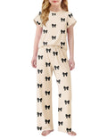 Arshiner Pajamas for Girls Short Sleeve Long Pants Pjs Cute Soft Lounge