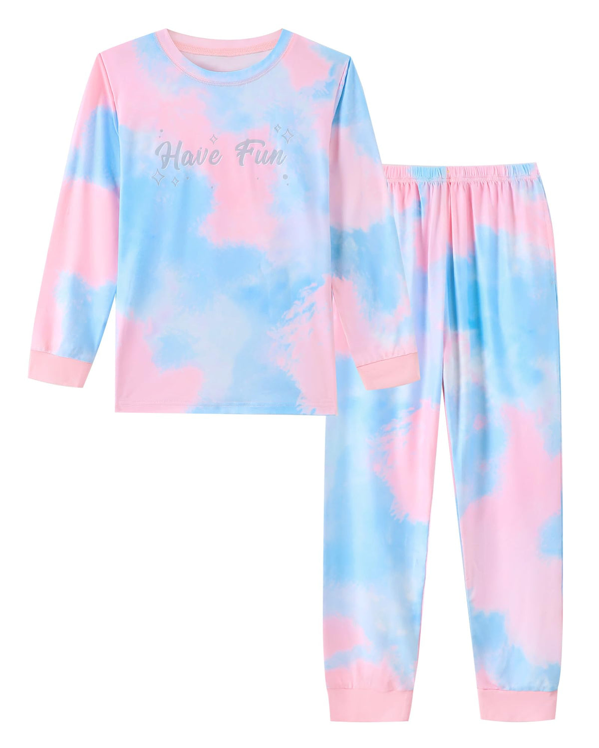 Mikrdoo Girls Pajamas Soft Stretch 2Pc Long Sleeve Top & Pants Size 8-16