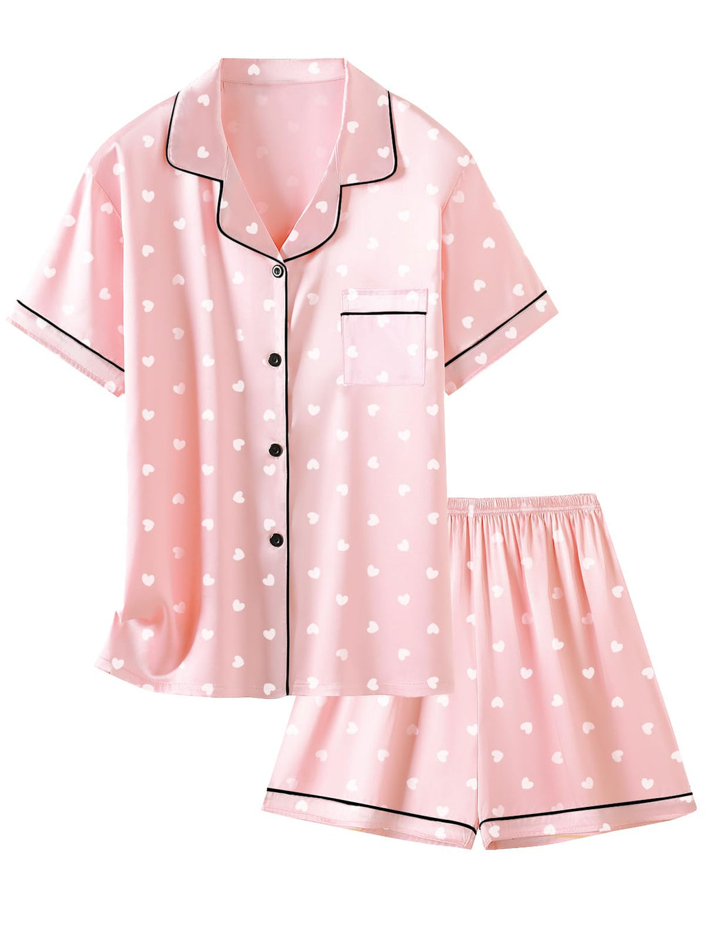 Girls & Womens Satin Pajamas Set, Silk Button-Down Sleepwear 2 Piece Nightwear, 3 Years - Women XXL