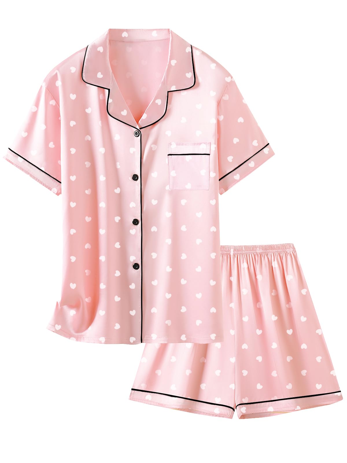 Girls & Womens Satin Pajamas Set, Silk Button-Down Sleepwear 2 Piece Nightwear, 3 Years - Women XXL