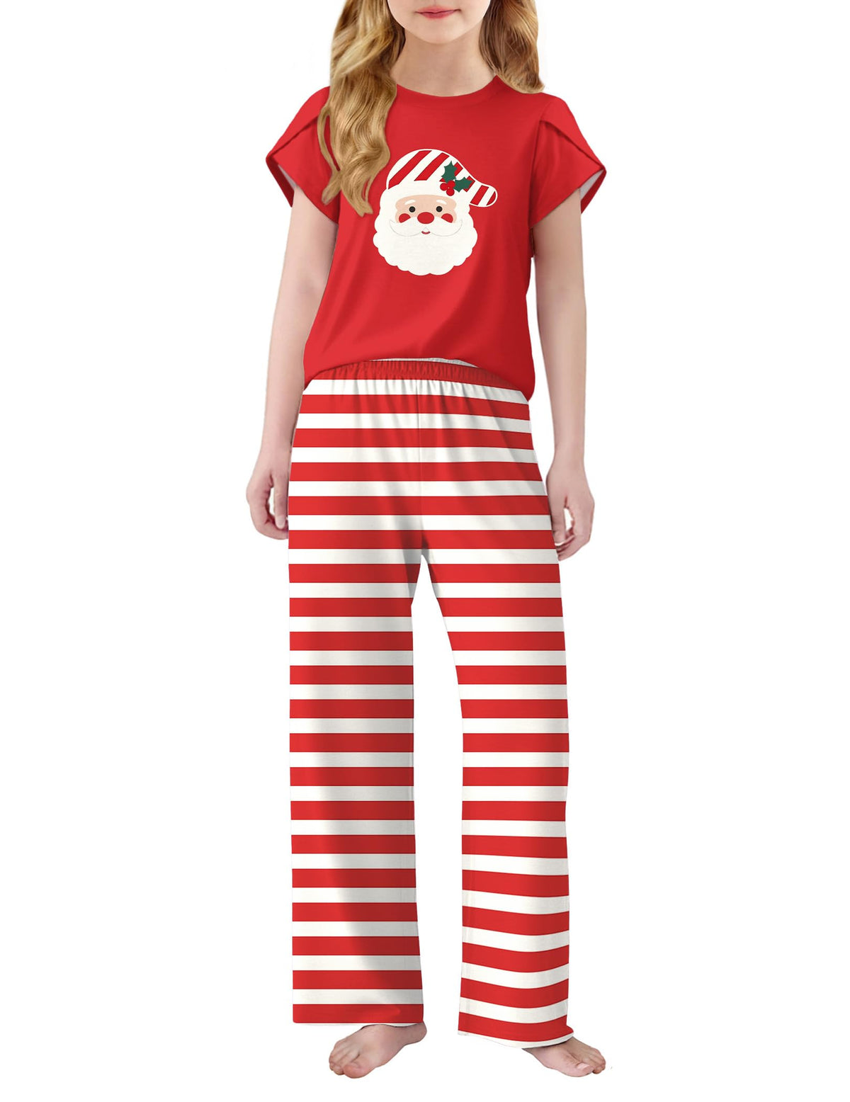 Arshiner Pajamas for Girls Short Sleeve Long Pants Pjs Cute Soft Lounge