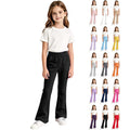 Girls Sweatpants Kids Stretchy Elastic Waist Flare Leg Fleece Cute Uniform Track Sweat Pants with Pockets 5-14 Years