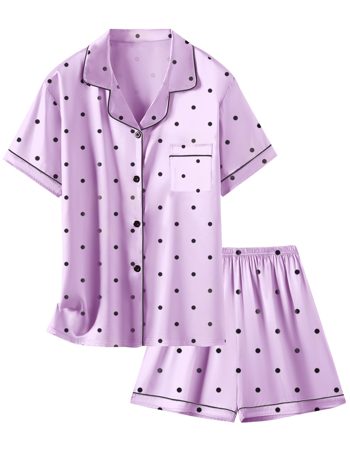 Girls & Womens Satin Pajamas Set, Silk Button-Down Sleepwear 2 Piece Nightwear, 3 Years - Women XXL
