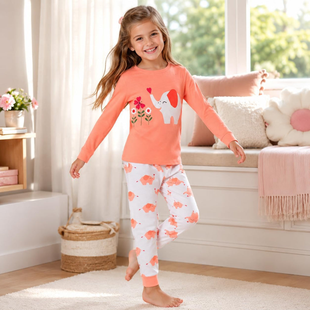 Popshion Little Girls Mermaid Pajamas 2 Piece Set 100% Cotton Sleepwear Toddler Clothes for Kids Baby Ladybug Style PJs
