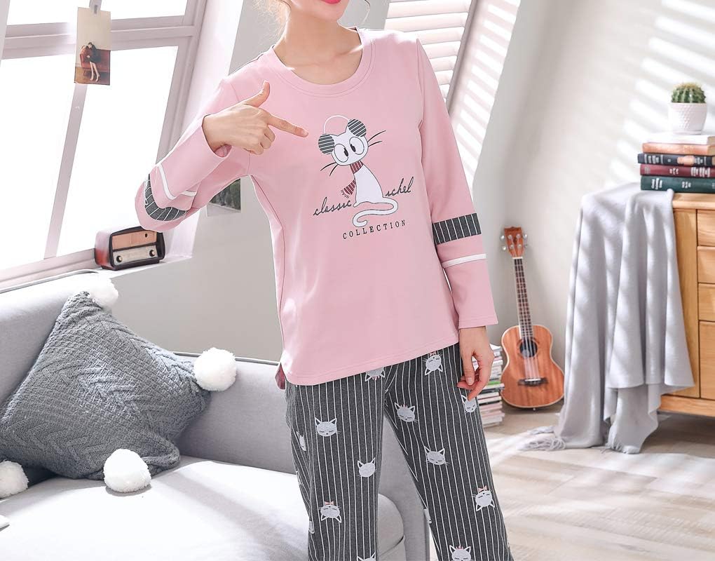 Vopmocld Big Girls Winter Long Sleeve Pajamas 2PCS Cotton Blend Sleepwear