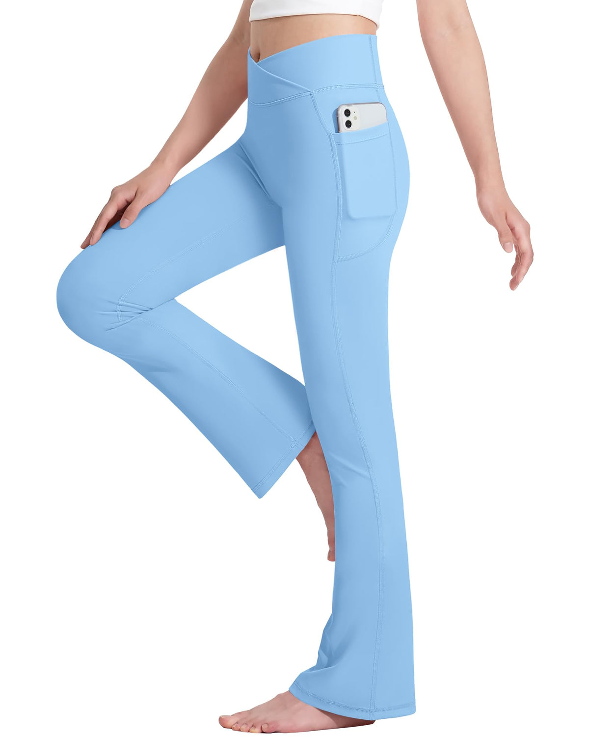 HASMES Girls Flare Leggings with Pockets Kids Bell Bottom Yoga Dance Pants