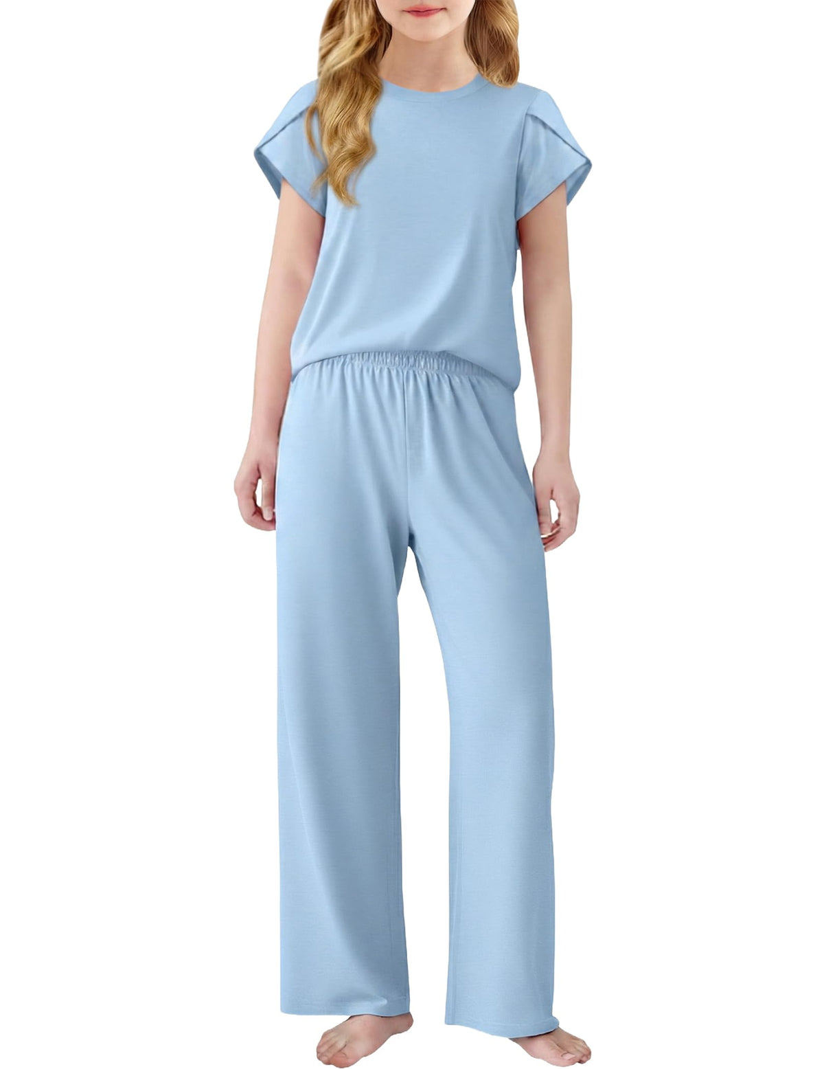 Arshiner Pajamas for Girls Short Sleeve Long Pants Pjs Cute Soft Lounge