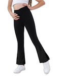 Teen Girls Bootcut Yoga Pants Kids Active Crossover Split Hem Flare Leggings with Pockets