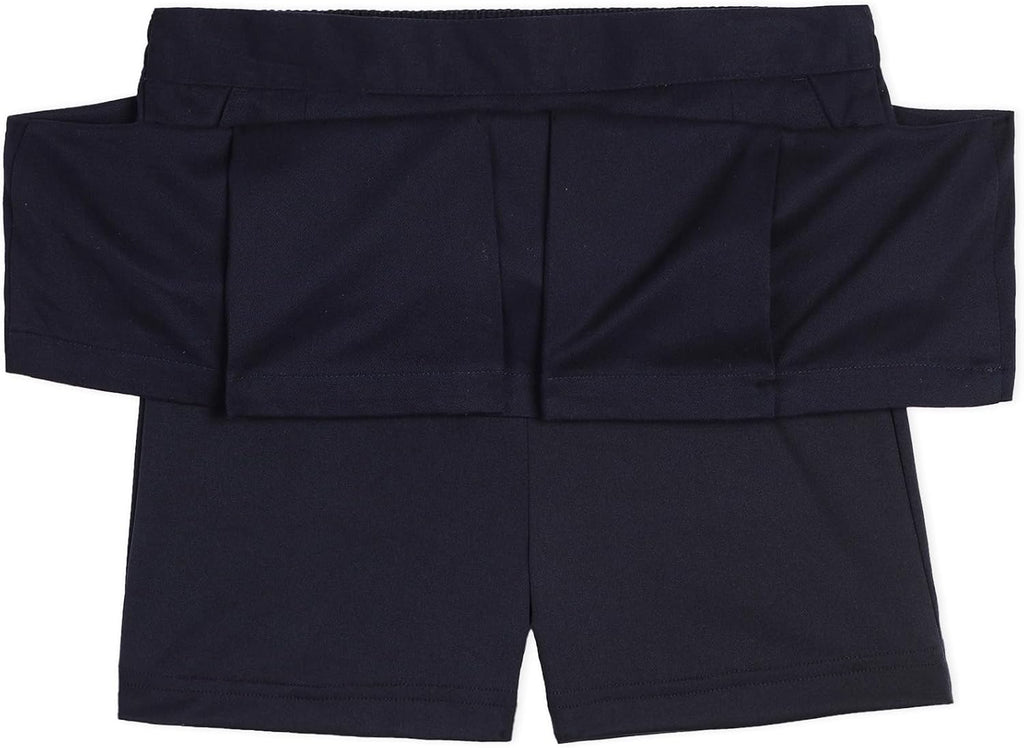 Nautica Girls' School Uniform Pleated Pull-on Scooter Skirt With Undershorts, Knit Waistband