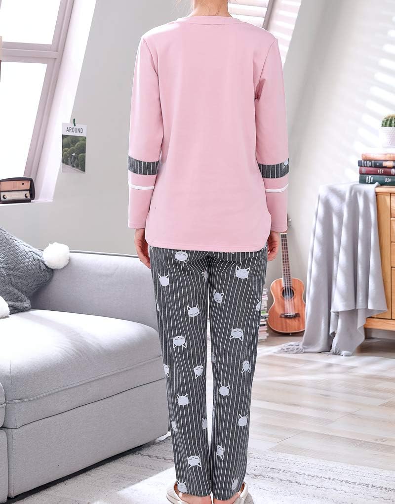 Vopmocld Big Girls Winter Long Sleeve Pajamas 2PCS Cotton Blend Sleepwear