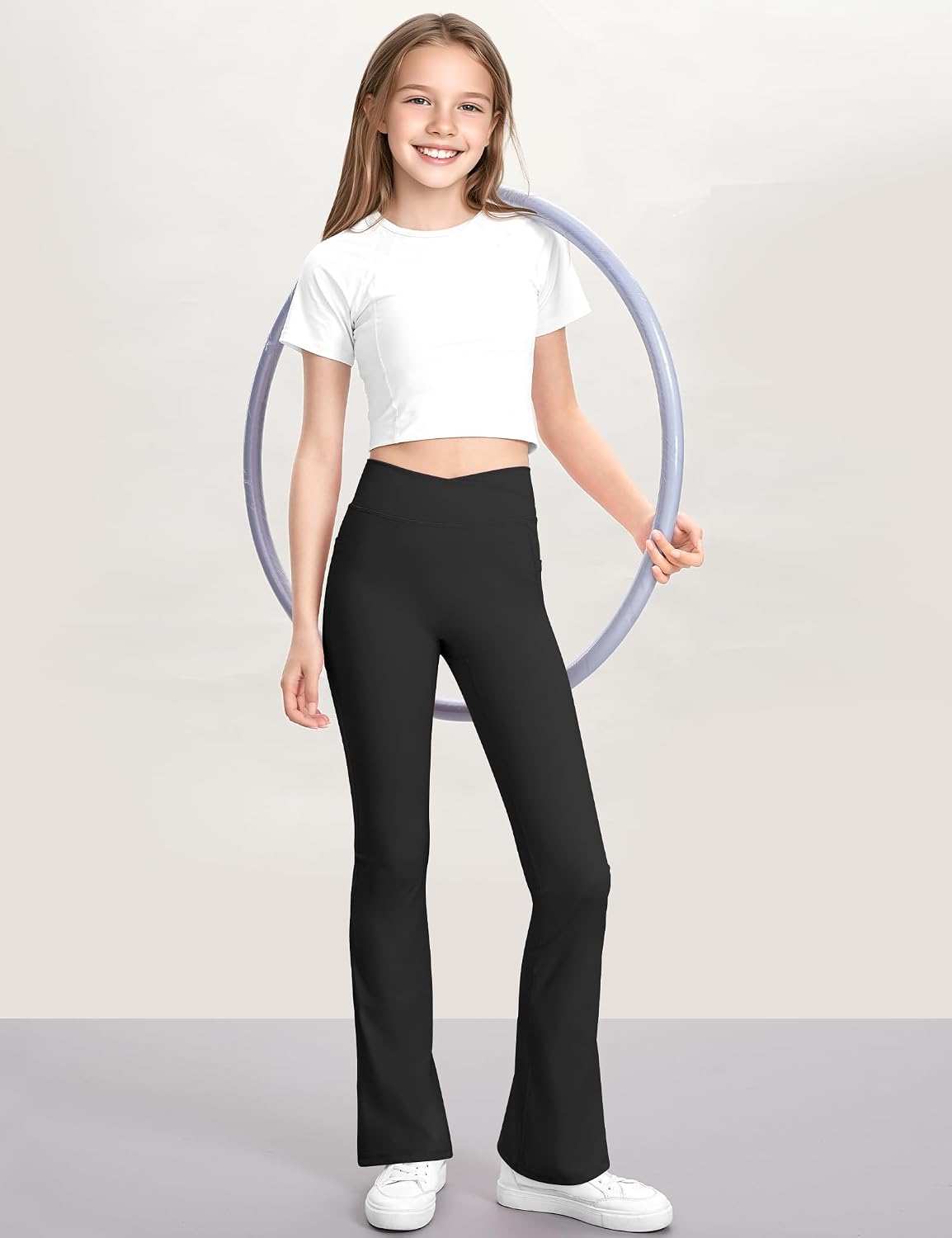 KEREDA Girls Flare Leggings High Waist Bell Bottoms for Kids Yoga Pants