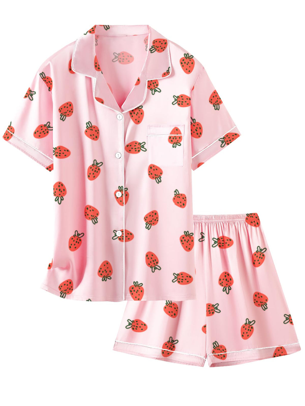 Girls & Womens Satin Pajamas Set, Silk Button-Down Sleepwear 2 Piece Nightwear, 3 Years - Women XXL