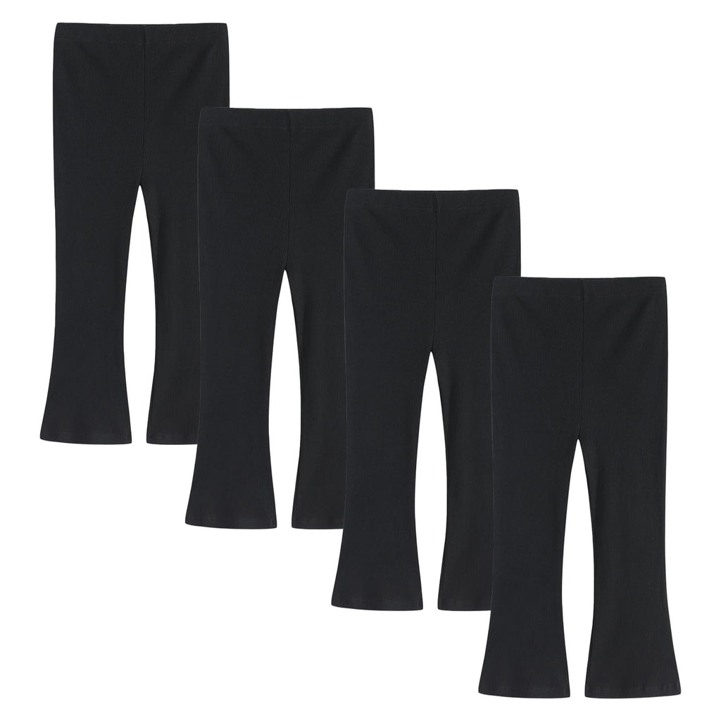 4 Pack Girls Flare Leggings Ribbed Cotton Pants Bell Bottoms