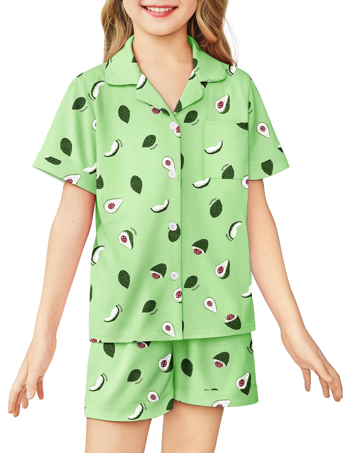Arshiner Girls Pajamas Sets Short Sleeve Kids Pjs Button Down Sleepwear