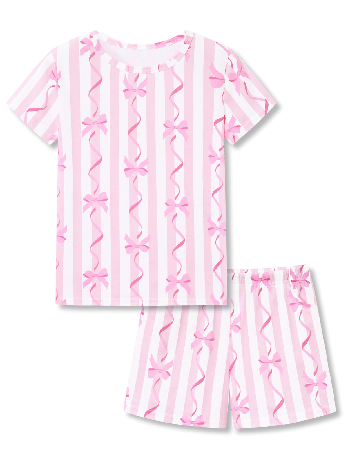 Cozchique Girls Striped Soft Short Sleeve & Shorts Pajama Set Sizes 4T-18