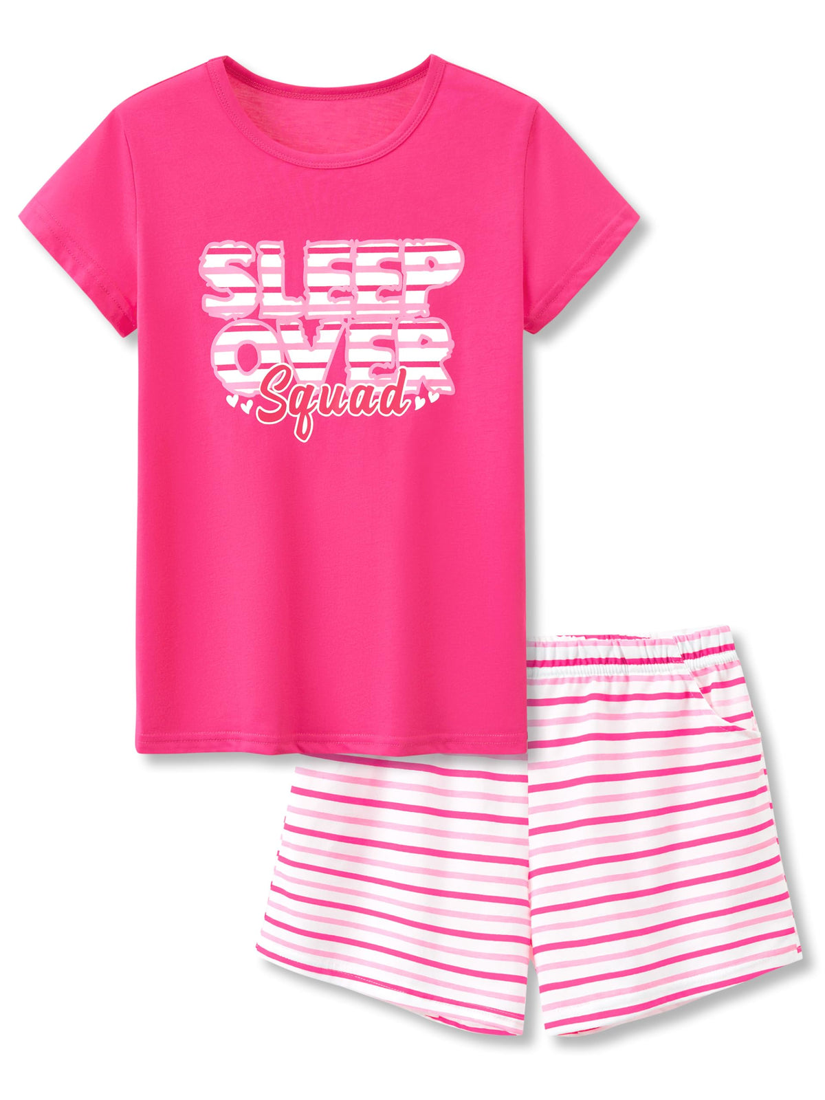 Cozchique Girls Striped Soft Short Sleeve & Shorts Pajama Set Sizes 4T-18