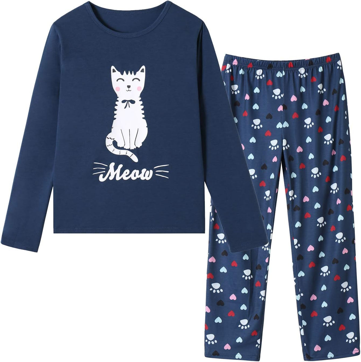 Vopmocld Big Girls Winter Long Sleeve Pajamas 2PCS Cotton Blend Sleepwear